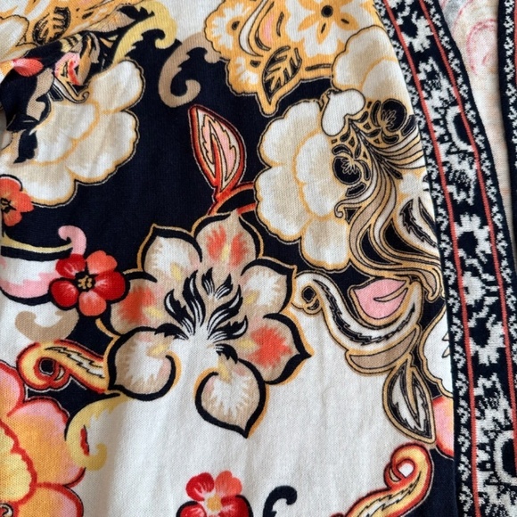 Chicos 2 Linen Blend Floral Fringe Long Cardigan Women's US L Lagenlook Boho - Picture 12 of 16